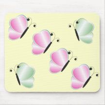 Pink & Green Pastel Butterfly Mousepad