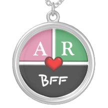 Pink & Green Slice Round BFF Friendship Necklace