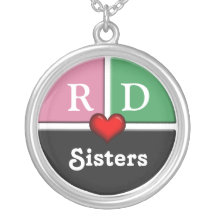 Pink & Green Slice Round Sisters Necklace