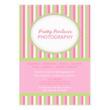 Pink Green Striped Photographer Business Card
