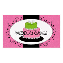 Pink Green Wedding Cake Bakery Business Cards