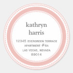 Pink grey medallion modern circle address label stickers