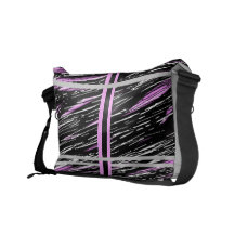 Pink Grey Stripe Scratch Messenger Bag
