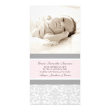 Pink Grey Thank You Baby Shower Photo Cards