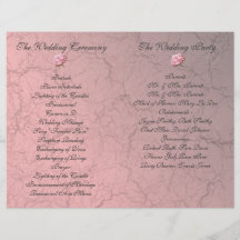 Pink Grunge Damask Folded Wedding Program Custom Flyer
