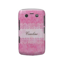 Pink grunge damask personalised BlackBerry case