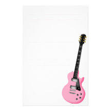pink guitar stationary paper stationery design
