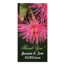 Pink Gum Tree Flower Personalised Wedding Thankyou Picture Card