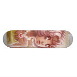 Pink Hair Heart Necklace Girl Skate Deck