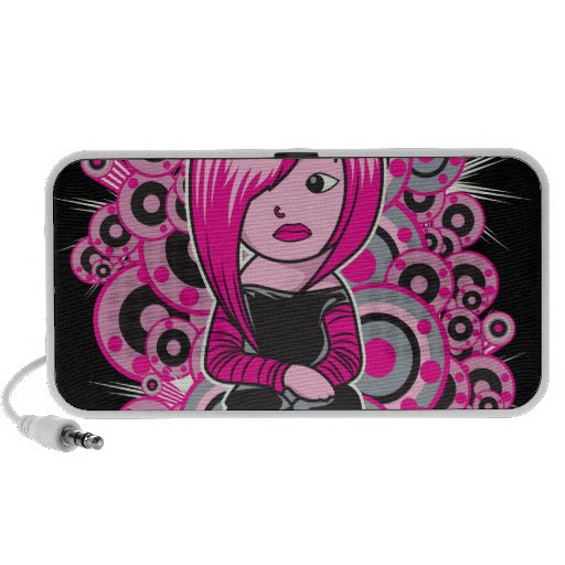 pink hair punk emo girl vector art PC speakers