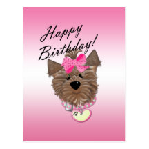 Pink Happy Birthday Dog Postcard