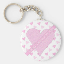 Pink Heart Happy Valentines Day Keychain
