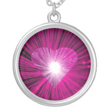Pink Heart necklace round
