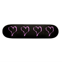 Pink heart on black. custom skateboard