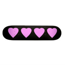 Pink Heart on Black. Skate Board Deck