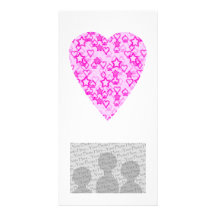 Pink Heart. Patterned Heart Design. Personalized Photo Card