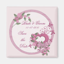 Pink Heart Save the Date Wedding Magnet