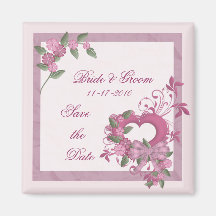 Pink Heart Save the Date Wedding Magnet Design2