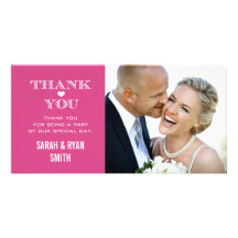 Pink Heart Wedding Photo Thank You Cards Personalised Photo Card