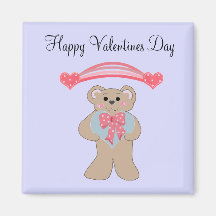 Pink Hearts and Little Bear Refrigerator Magnet