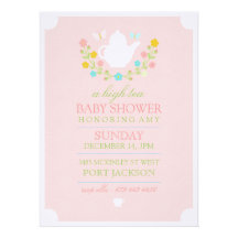 Pink High Tea Baby Shower Invitation