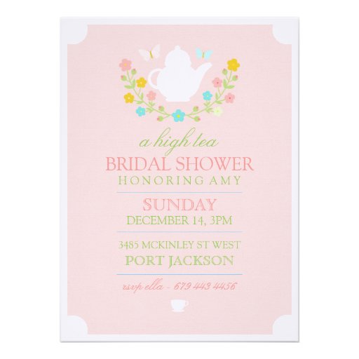 Pink High Tea Bridal Shower Invitation