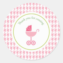 Pink Houndstooth and Carriage | Favour Sticker