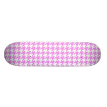 Pink Houndstooth Custom Skate Board