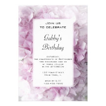 Pink Hydrangea Birthday Party Invitation