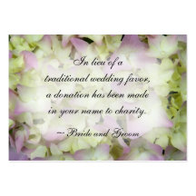 Pink Hydrangea Wedding Charity Favour Card Business Cards