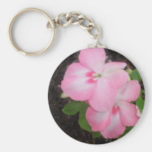 Pink Impatiens Flower Keychain