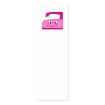 Pink Iron Cartoon. On White. Business Card Templates