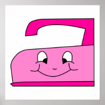Pink Iron Cartoon. On White. Posters
