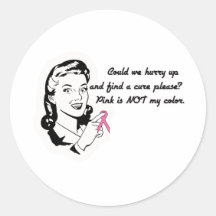 Pink is Not My Colour! Round Sticker