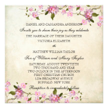 Pink Japanese Cherry Blossoms Wedding Personalised Invite