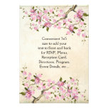 Pink Japanese Cherry Blossoms Wedding Custom Announcements