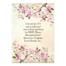 Pink Japanese Cherry Blossoms Wedding Custom Announcements