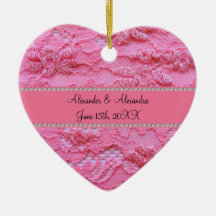 Pink lace wedding favours ornament