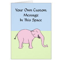 Pink Laughing Elephant. Greeting Cards