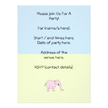 Pink Laughing Elephant. Invites
