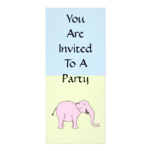 Pink Laughing Elephant. Personalized Invitation