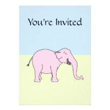 Pink Laughing Elephant. Personalized Invites
