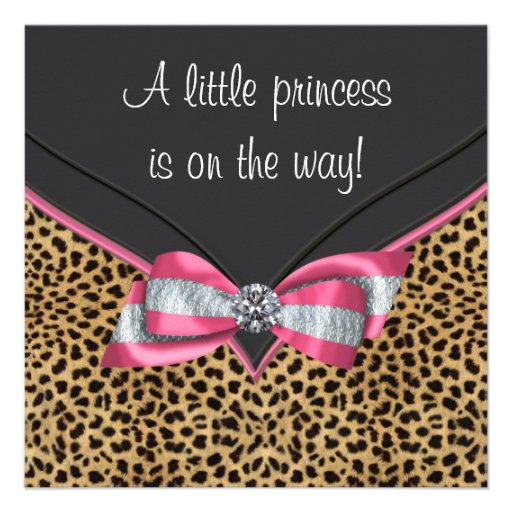 Pink Leopard Princess Baby Shower Personalized Announcements