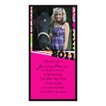 Pink Leopard Print Graduation Invite Customized Photo Card