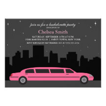 Pink Limousine Bachelorette Party Invitations