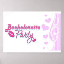 pink lips cherries bachelorette party bridal posters