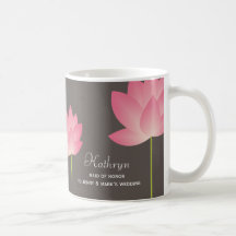 Pink lotus blossoms custom name bridal coffee mug