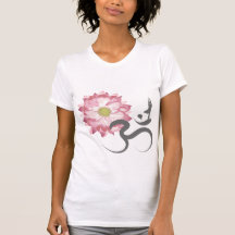 Pink Lotus Flower Yoga Om Calligraphy T-Shirt