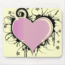 Pink Love Heart Mousepad