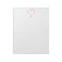 Pink love heart on white. scratch pad
